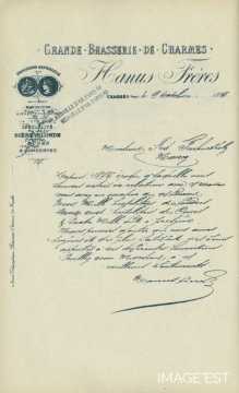 Certificat de la Brasserie Hanus Frères (Charmes)